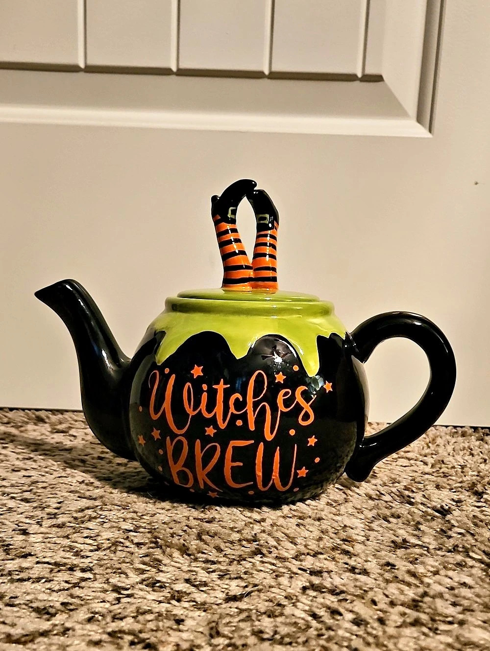 Arlington Designs Witches Brew Halloween Teapot in Black & Green